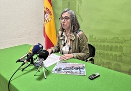 MARÍA PEINADO, DURANTE SU COMPARECENCIA EN LA SEDE DE VOX.
