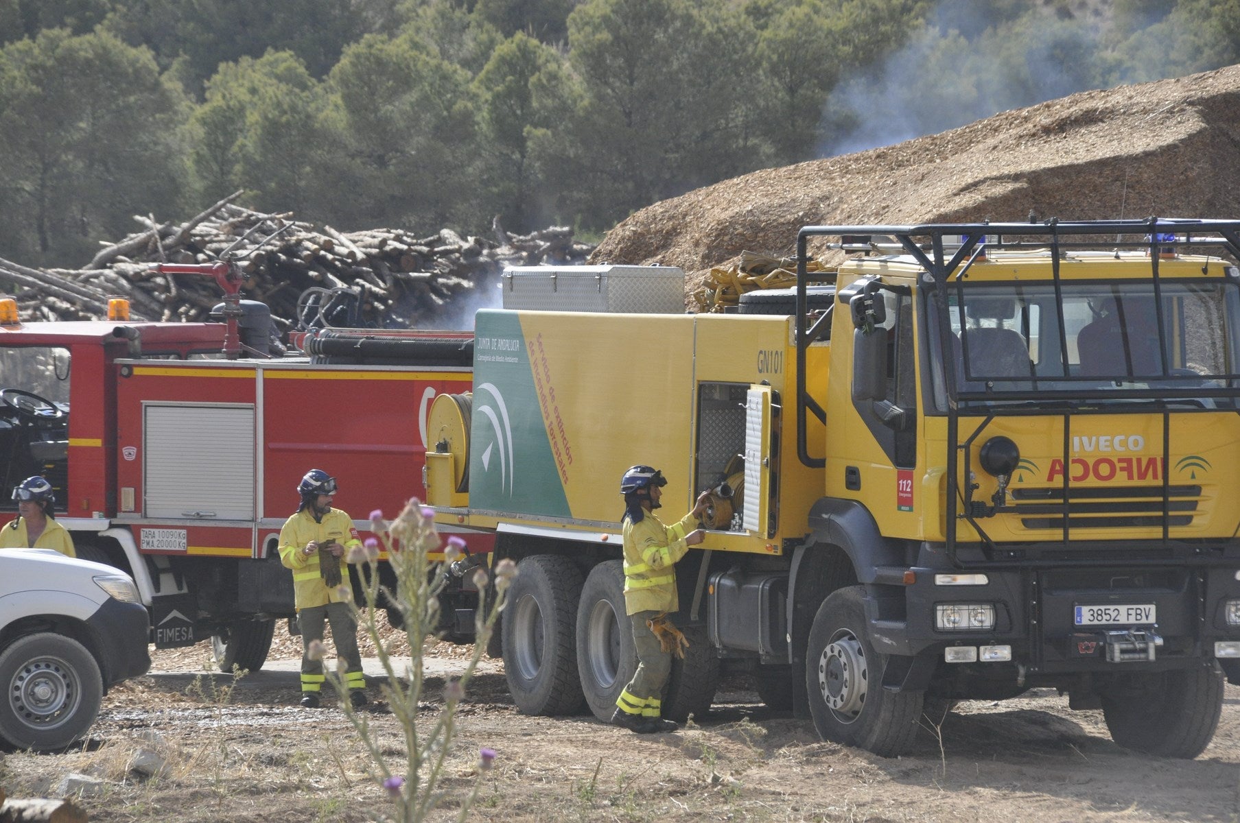 Fotos: Las imágenes del incendio de la fábrica de pellets de Huéscar