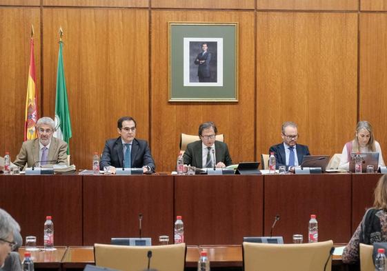 Mariano García-segundo por la derecha-durante la comisión del Parlamento Andaluz