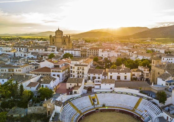 Vista área de Huéscar desde la plaza de toros