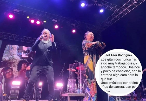 Actuación de Camela en Baza y comentario de Rafael Azor.