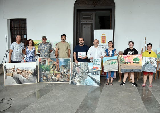 Foto de los ganadores de le certamen de pintura rápida de Baza