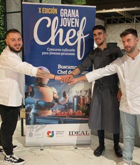 Imagen secundaria 2 - Diferentes momentos del concurso gastronómico y los tres finalistas de esta edición