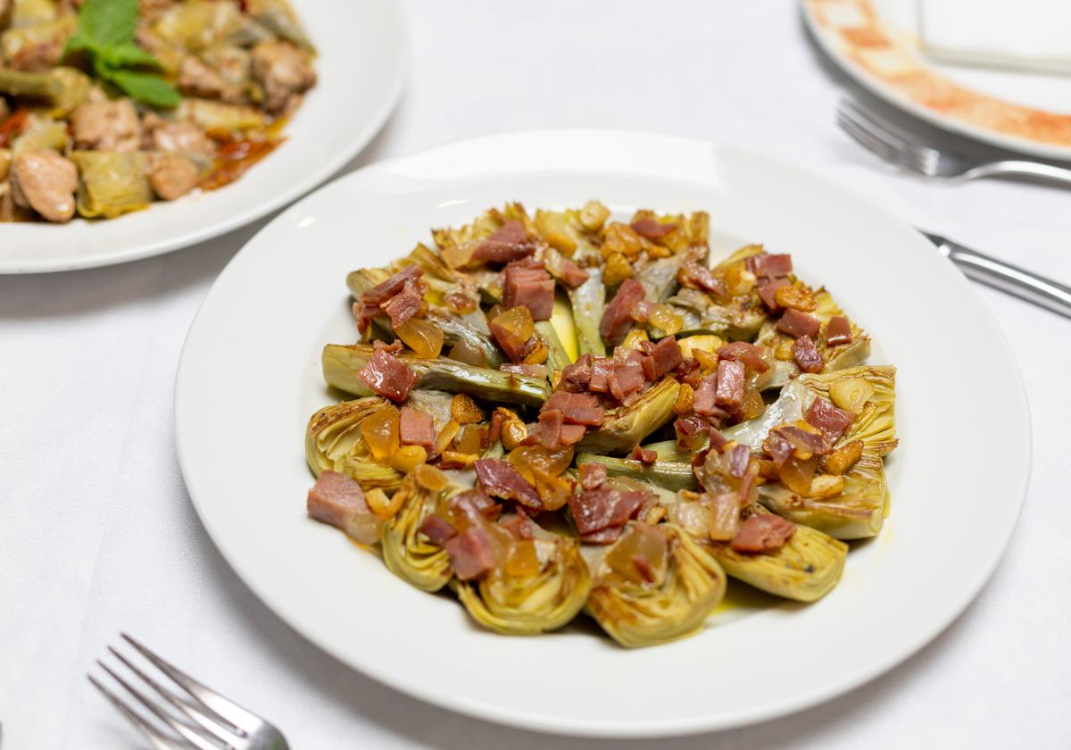 Alcachofas con jamón de Casa Fernando.