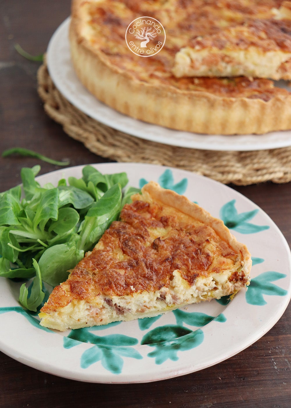 Quiche de trucha ahumada y puerro con queso de cabra