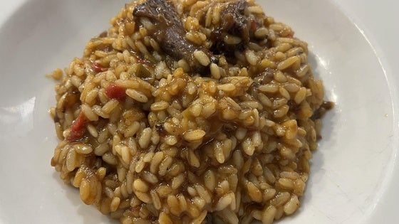 Carne por Alegrías y Recacha de arroz