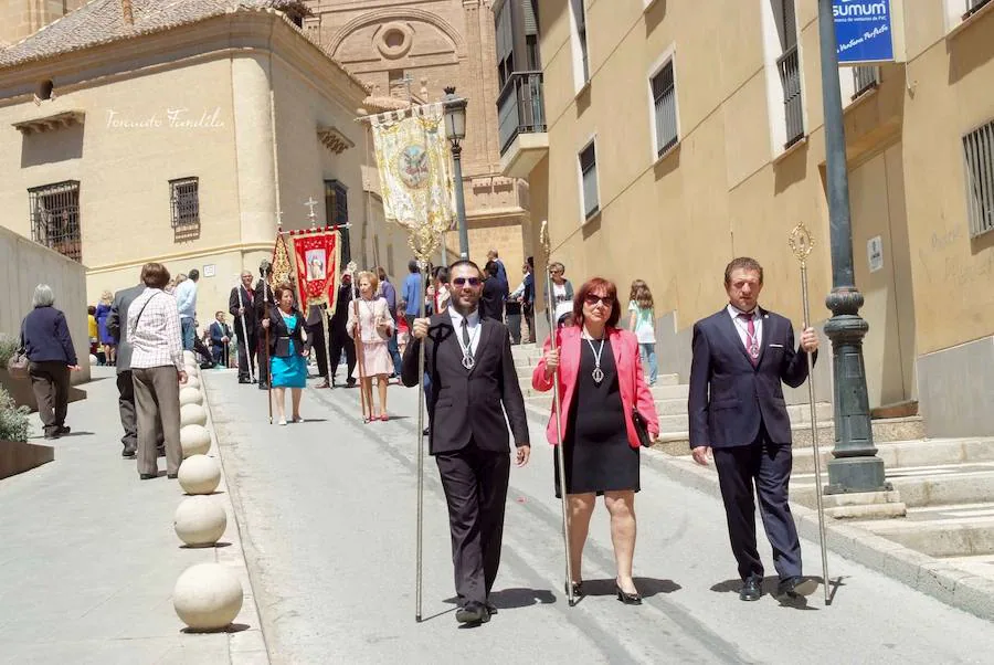 Como cada 15 de mayo la ciudad de Guadix ha celebrado la festividad de San Torcuato. Tras la misa pontifical en la catedral ha dado comienzo la procesión con la imagen del patrón y la reliquia. En la procesión han participado representantes del Ayuntamiento de Guadix y de las hermandades y cofradías de la diócesis