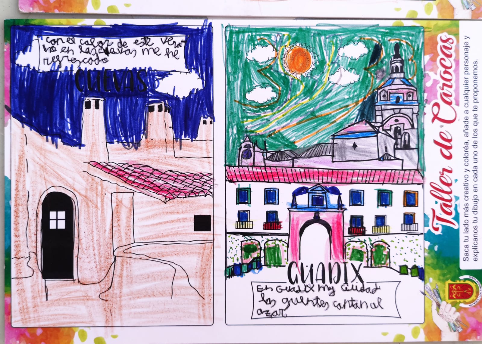 Trabajos del taller de aprendizaje para elaborar carocas organizado por la concejalía de Fiestas del Ayuntamiento de Guadix, dirigido a niños y niñas con edades comprendidas entre los 7 y los 12 años y que ha sido impartido por la asociación Atani