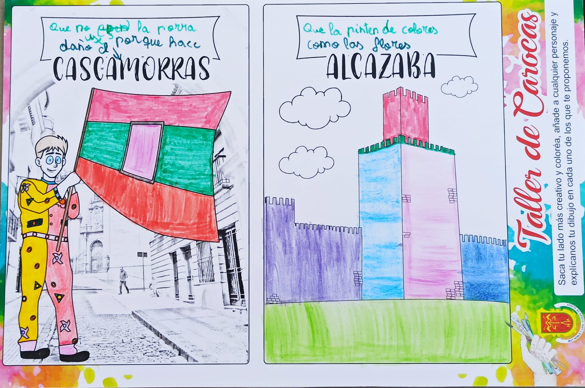 Trabajos del taller de aprendizaje para elaborar carocas organizado por la concejalía de Fiestas del Ayuntamiento de Guadix, dirigido a niños y niñas con edades comprendidas entre los 7 y los 12 años y que ha sido impartido por la asociación Atani