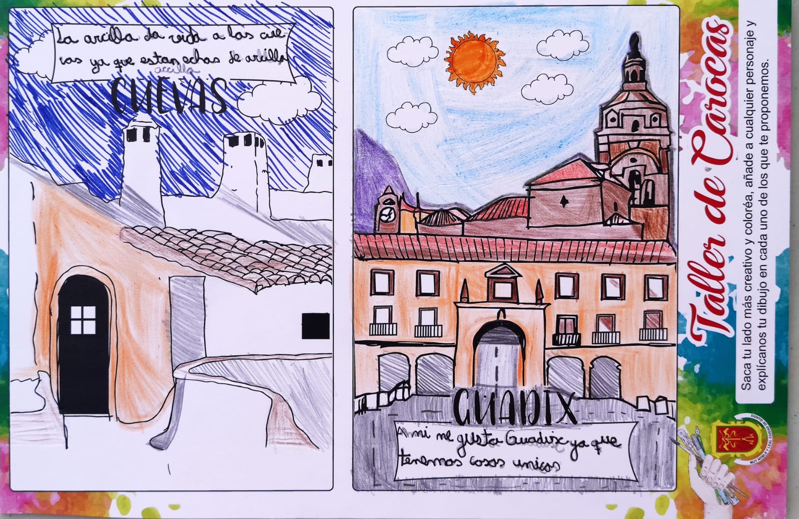 Trabajos del taller de aprendizaje para elaborar carocas organizado por la concejalía de Fiestas del Ayuntamiento de Guadix, dirigido a niños y niñas con edades comprendidas entre los 7 y los 12 años y que ha sido impartido por la asociación Atani