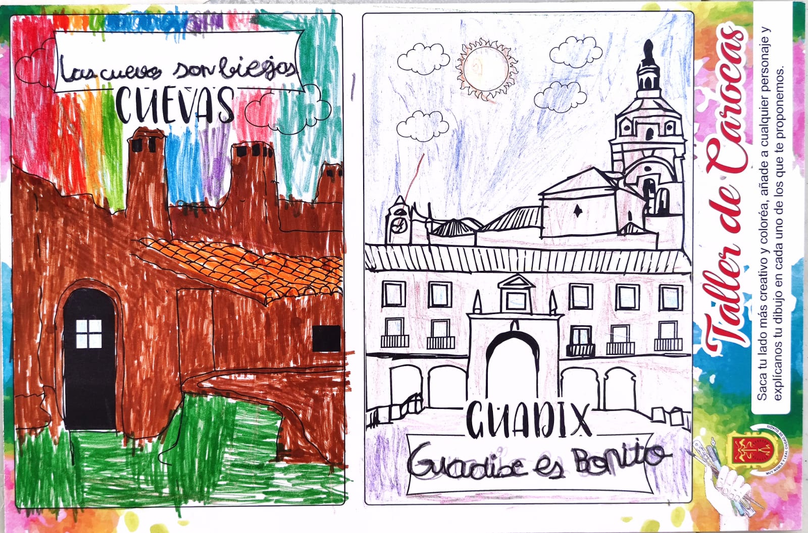Trabajos del taller de aprendizaje para elaborar carocas organizado por la concejalía de Fiestas del Ayuntamiento de Guadix, dirigido a niños y niñas con edades comprendidas entre los 7 y los 12 años y que ha sido impartido por la asociación Atani