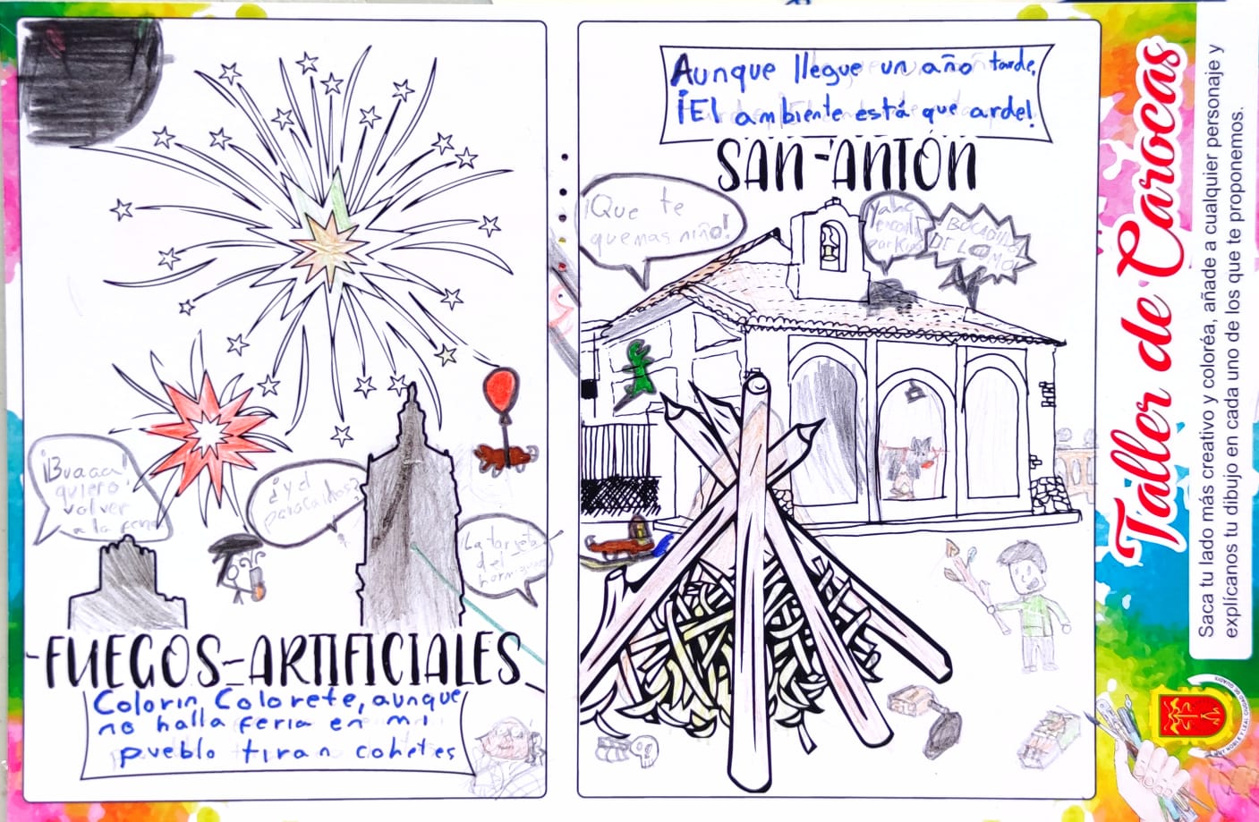 Trabajos del taller de aprendizaje para elaborar carocas organizado por la concejalía de Fiestas del Ayuntamiento de Guadix, dirigido a niños y niñas con edades comprendidas entre los 7 y los 12 años y que ha sido impartido por la asociación Atani