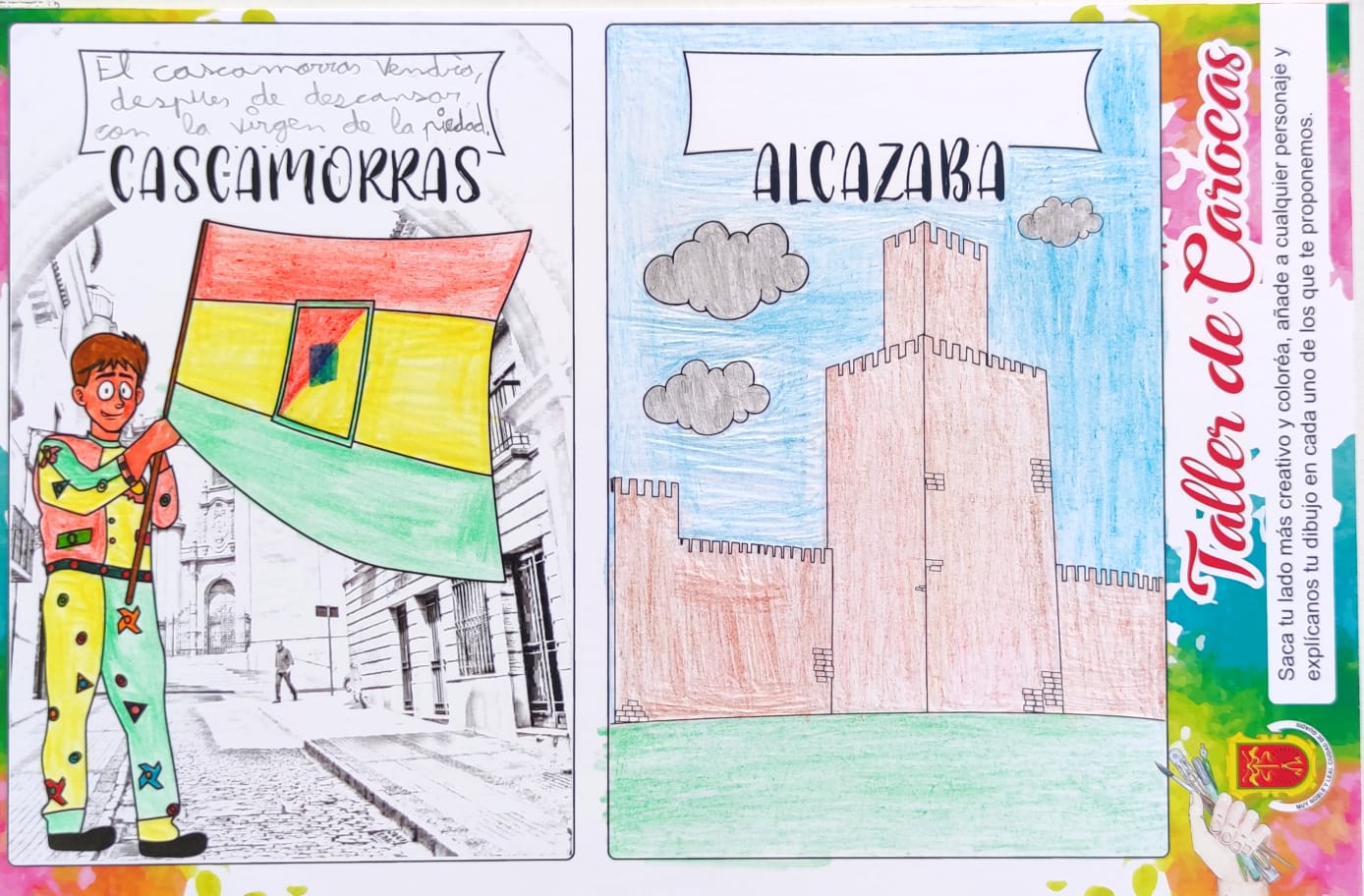 Trabajos del taller de aprendizaje para elaborar carocas organizado por la concejalía de Fiestas del Ayuntamiento de Guadix, dirigido a niños y niñas con edades comprendidas entre los 7 y los 12 años y que ha sido impartido por la asociación Atani