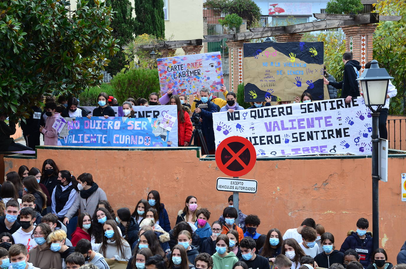 Fotos: Los estudiantes de Huétor Vega alzan la voz contra la violencia de género