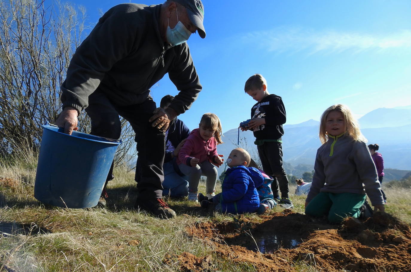 Fotos: Un centenar de personas reforestan el Camino de los Neveros