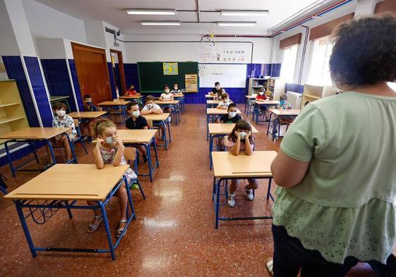 Vuelta al colegio en Huétor Vega, en una imagen de 2021.