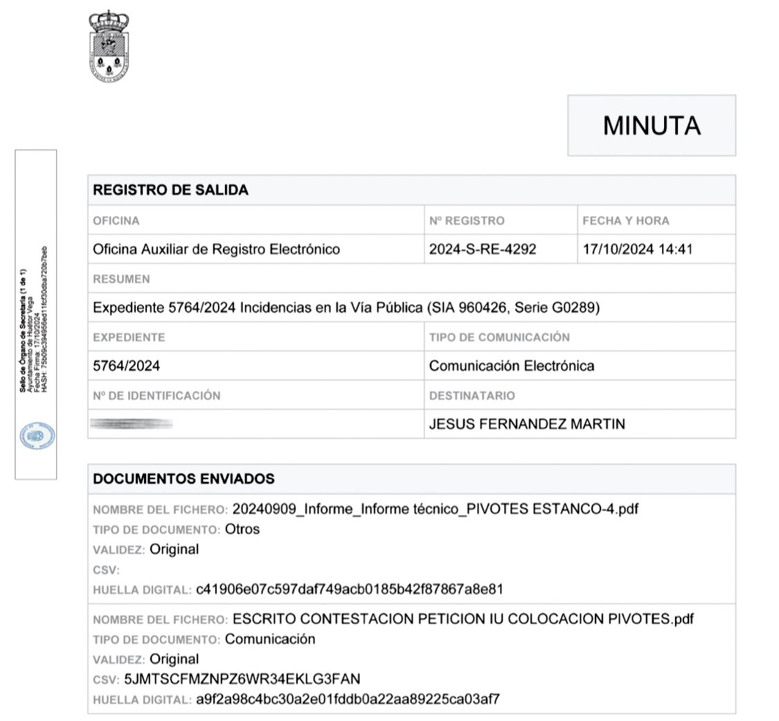 Notificanción electrónica difundida por el Consistorio hueteño.