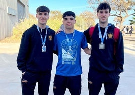 Marcos, Javier y Nacho, entre los 19 y los 20 años, después de proclamarse subcampeones en Almería.