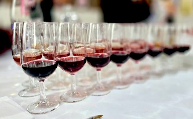 Muestras de vinos presentados a concurso.