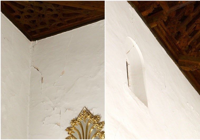 Algunas de las grietas que presenta la Iglesia de la Encarnación de Huétor Vega tras los terremotos.