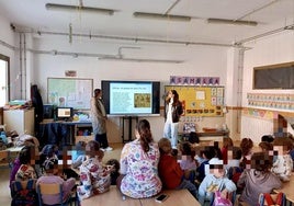 Alumnas en prácticas del centro La Blanca Paloma, guiando la actividad.