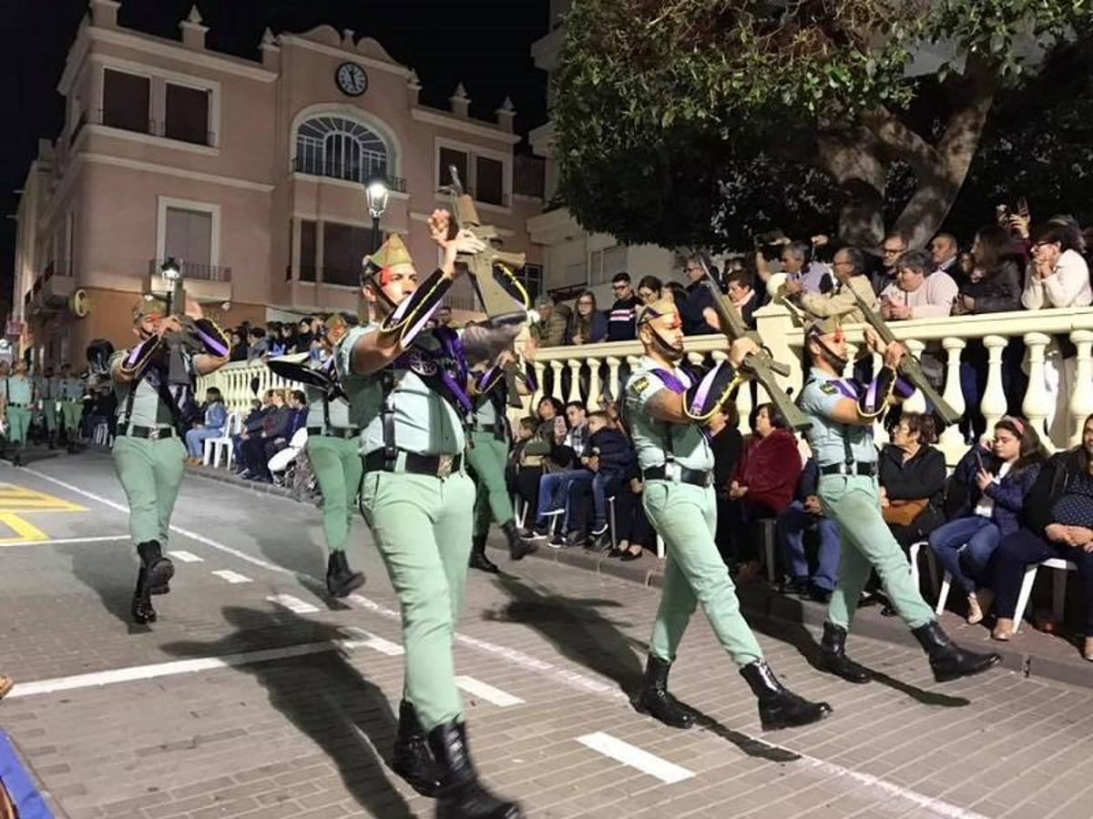 Procesión de la Virgen de las Angustias del Paso Azul de Cuevas del Almanzora en la noche de ayer.
