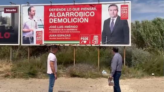 El PSOE critica carteles «manipulados» del 28-M donde se lee 'Algarrobico demolición'