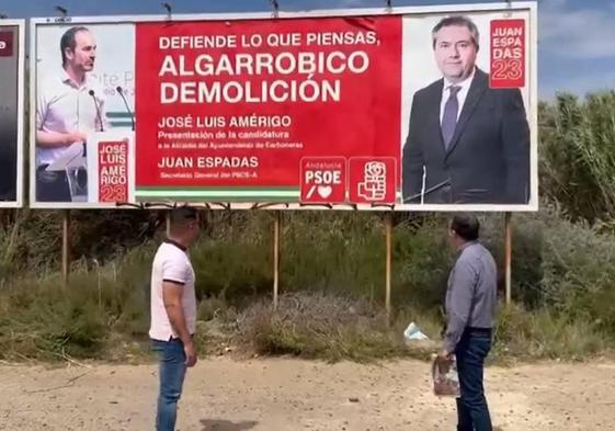 El PSOE critica carteles «manipulados» del 28-M donde se lee 'Algarrobico demolición'
