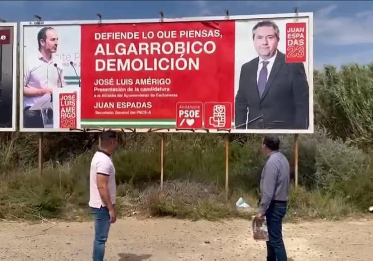 El PSOE critica carteles «manipulados» del 28-M donde se lee 'Algarrobico demolición'