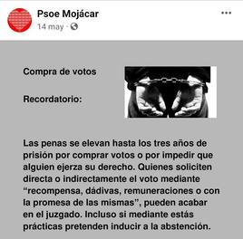 Extracto de la publicación de Facebook.