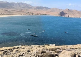 Narcolanchas refugiadas del temporal en la playa de Los Genoveses en Cabo de Gata (Níjar) en una imagen de archivo