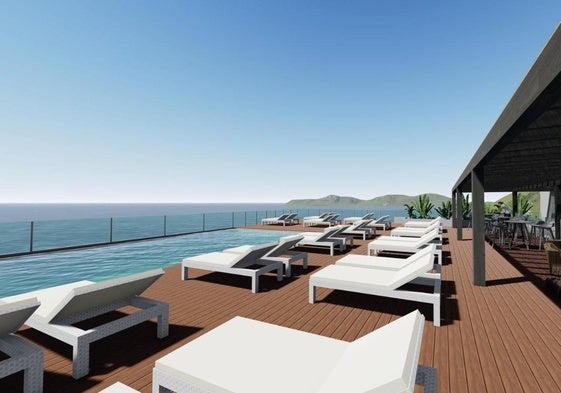 Imagen virtual de una de las terrazas en obras del hotel.