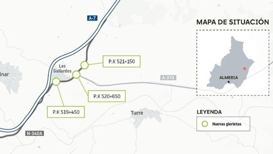 Transportes licita por 3,9 millones la construcción de tres glorietas en la N-340 en Los Gallardos