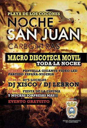 El Ayuntamiento de Carboneras organiza una macro discoteca joven en la Playa de los Cocones para celebrar San la noche de San Juan