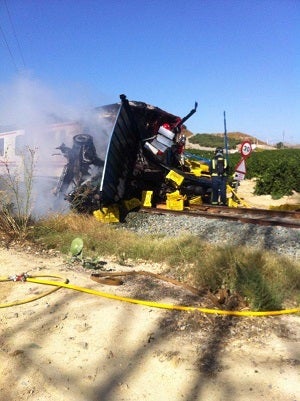Trasladados al hospital siete heridos en el choque de tren en Pulpí