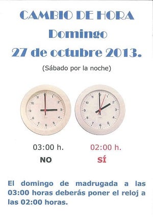 Cambio de hora en la madrugada del sábado al domingo