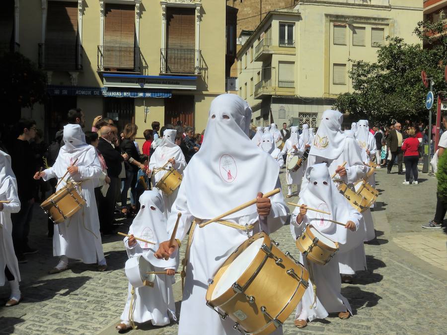 Los pequeños 'hebreos' acompañaban un año más a 'La Borriquilla', que este año salía de nuevo del Convento de Santa Clara, desde donde fue trasladada en procesión litúrgica a la Iglesia de la Encarnación para allí salir en estación de penitencia a mediodía. 