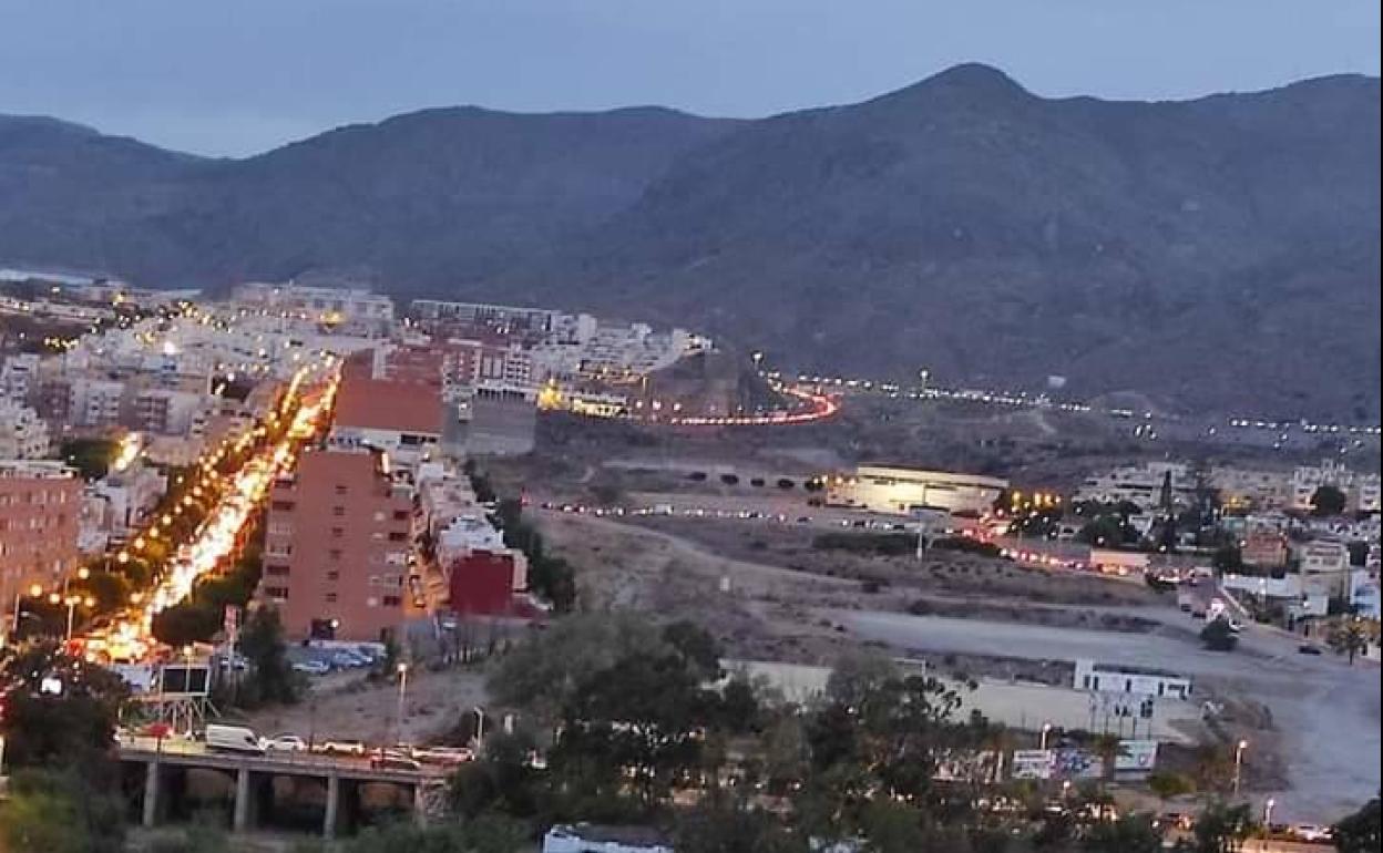 Vista de los atascos a primera hora de la mañana.