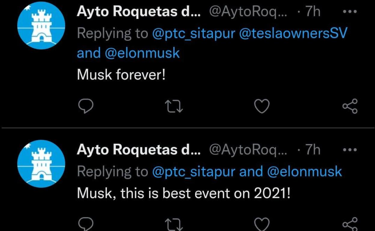 El Ayuntamiento de Roquetas elogia en Twitter a Elon Musk en unos extraños mensajes