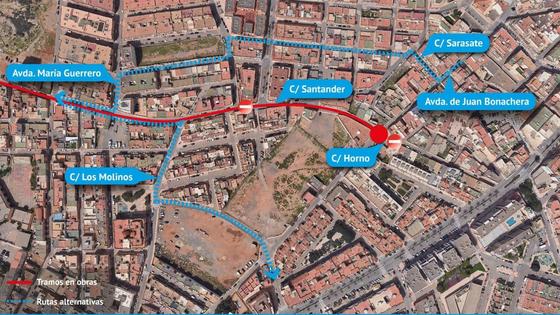 Corte de tráfico el lunes y el martes en el centro de Roquetas