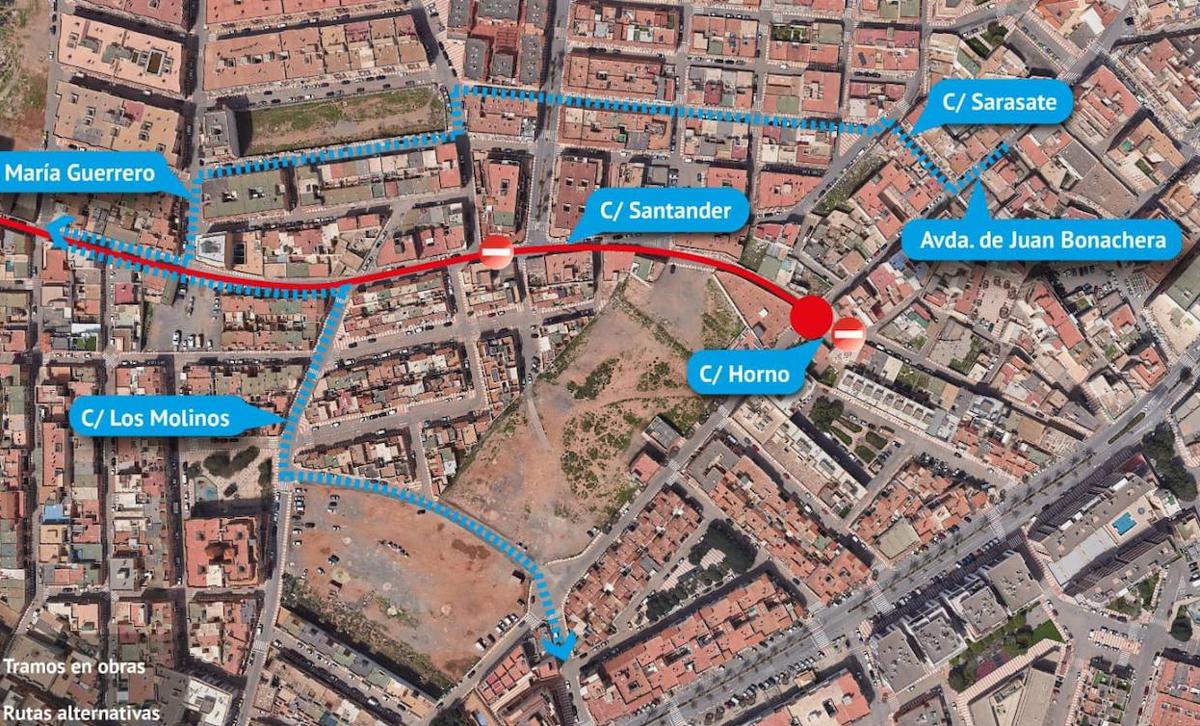 Corte de tráfico el lunes y el martes en el centro de Roquetas