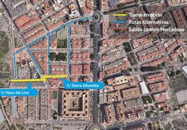 Nuevas restricciones de tráfico por obras desde este lunes en Playa Serena y El Parador