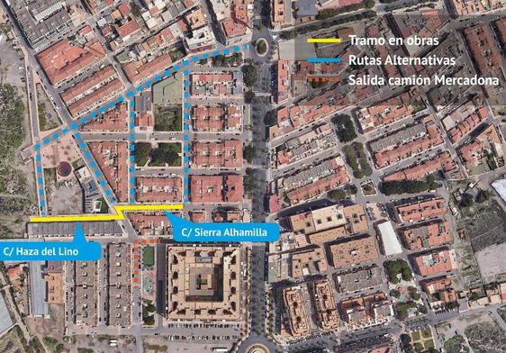 Nuevas restricciones de tráfico por obras desde este lunes en Playa Serena y El Parador