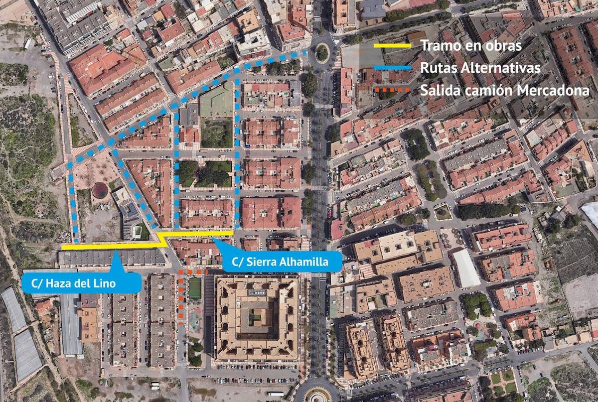 Nuevas restricciones de tráfico por obras desde este lunes en Playa Serena y El Parador