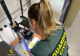 Una agente de Guardia Civil toma imágenes durante una investigación.
