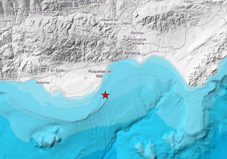 Registrado un terremoto de magnitud 2,4 con epicentro en Roquetas de Mar