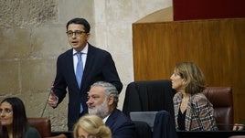 Manuel Guzmán en una intervención en el Parlamento andaluz.