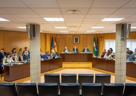 En la imagen, uno de los plenos municipales celebrados en el Ayuntamiento de Roquetas de Mar durante el último año.