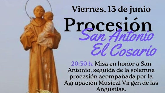 La barriada de El Cosario festejará este viernes 13 a su patrón San Antonio de Padua