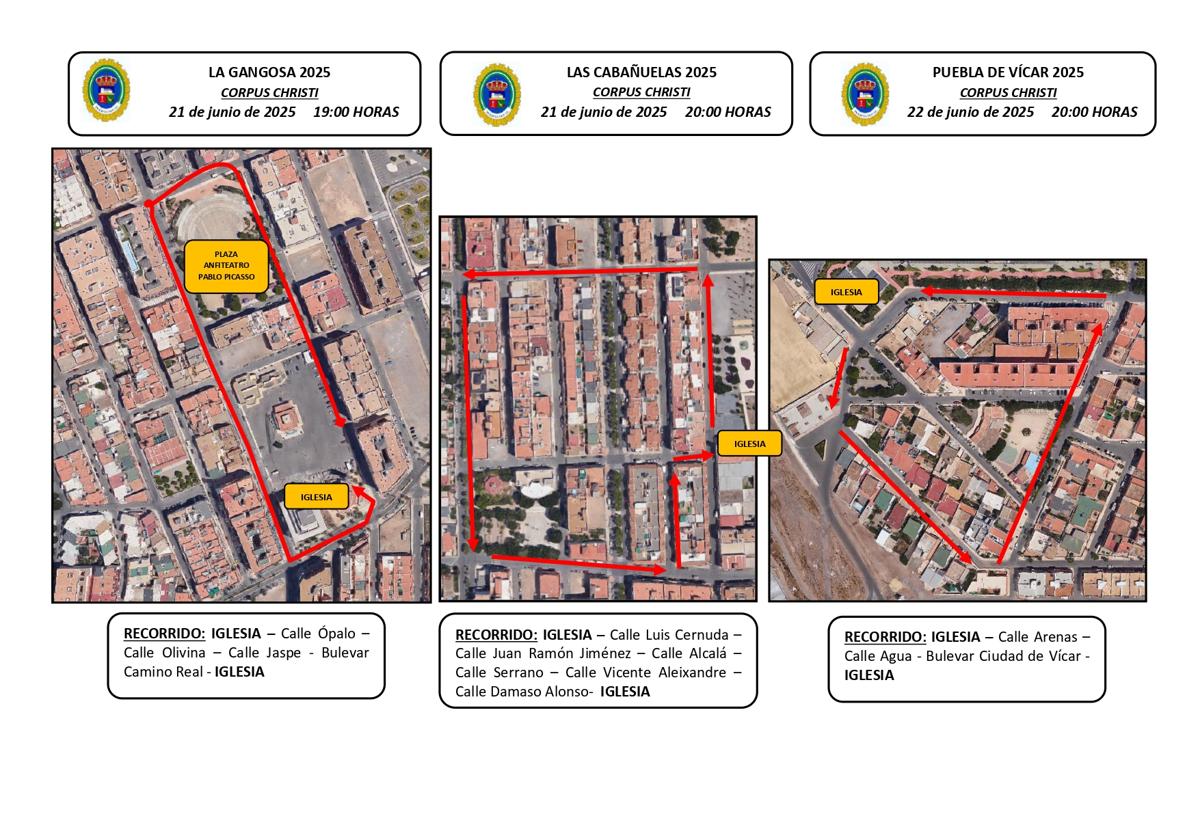 Recorridos de las distintas procesiones.